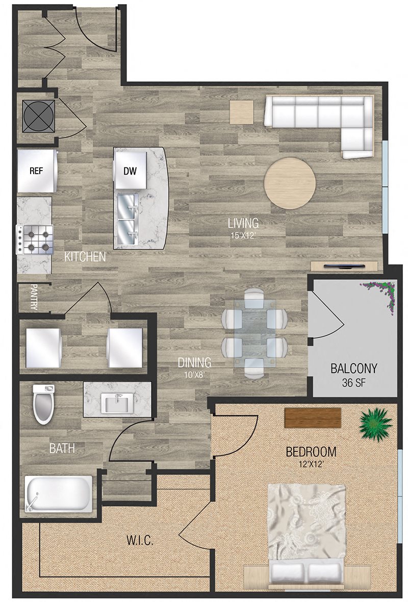One bedroom floor plan